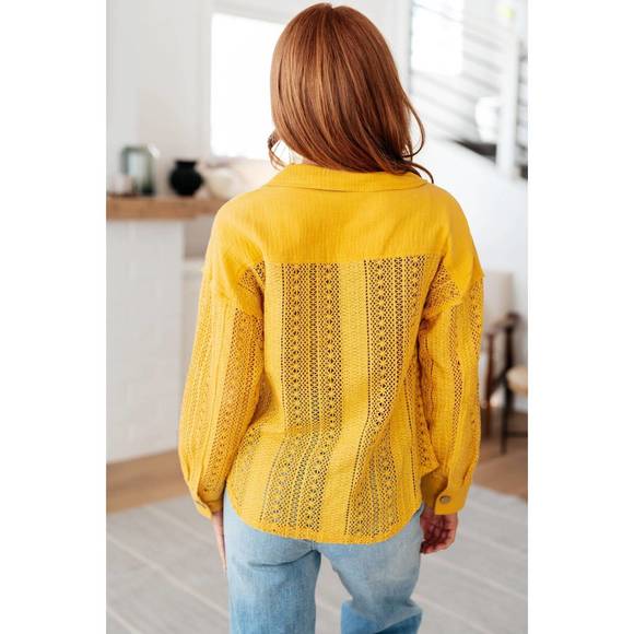 NEW VERY J sweeter than nectar lace button down in honey - Picture 4 of 5